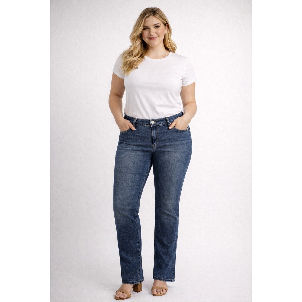 Lucky Brand Lola Straight Leg Jeans Size 12/31 Ankle Blue Denim‎ Y2K Mid Rise